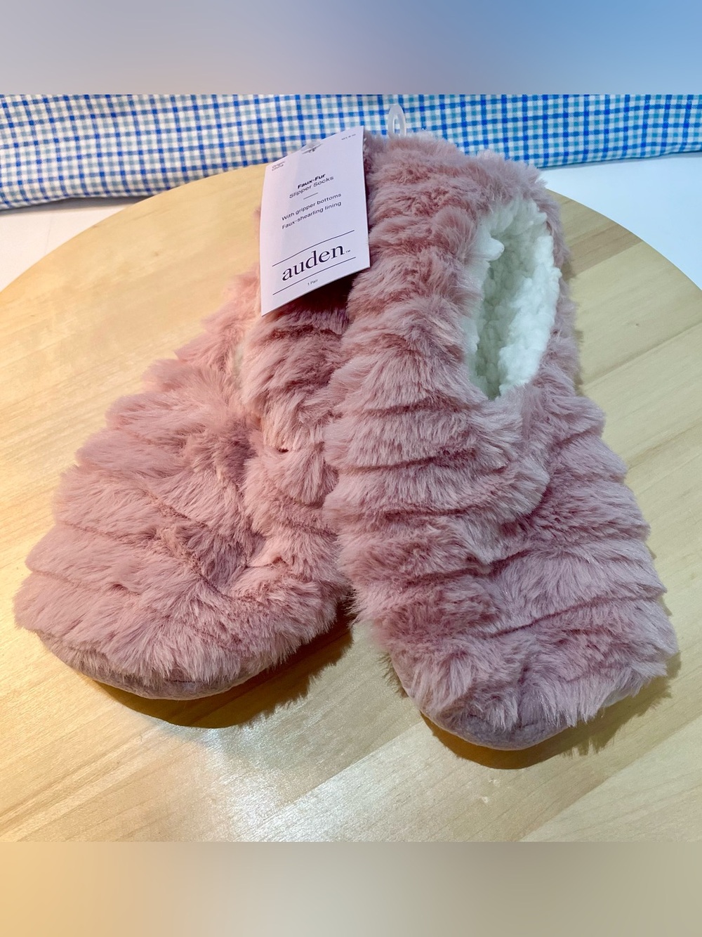 Auden Faux Fur Slipper Socks – Light Pink – M/L 8-10 – NWT
